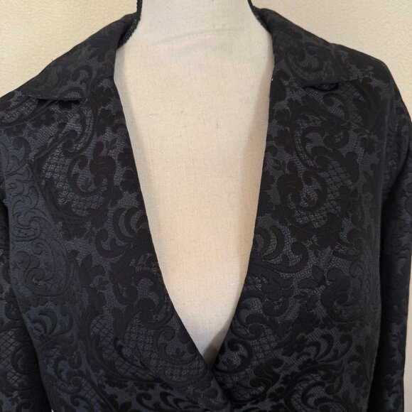 Chico's Black Textured Jacquard Blazer Jacket Size 3, Single Button - Picture 4 of 10
